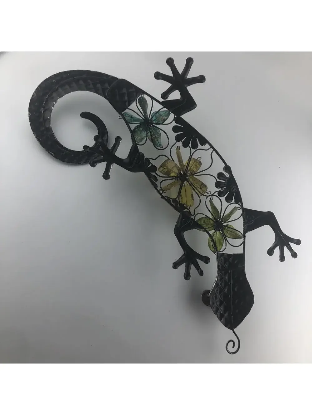 Gecko and flowers Wall Art Large Handmade ~19